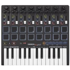 Tastiera Master Keyboard Controller USB e MIDI con 25 tasti Dinamici 16 pad illuminati sensibili alla dinamica, 24 pulsanti illuminati, 16 encoder rotativi e 8 encoder rotativi senza fine con funzione push KEY PAD RELOOP