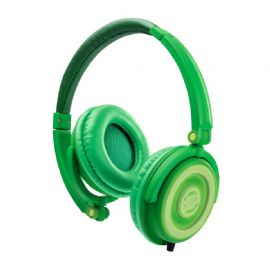 Cuffia professionale ultra compatta in gomma verniciata, con padiglioni ruotabili (diametro 70 mm) Colore Verde e con parti fluorescenti RHP-5 LEAFGREEN RELOOP