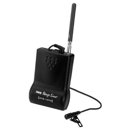 Trasmettitore Body Pack Radio UHF 16 canali con Microfono Lavalier inlcuso per tour-guide-system 863-865MHz ATS-10TM IMG STAGE LINE