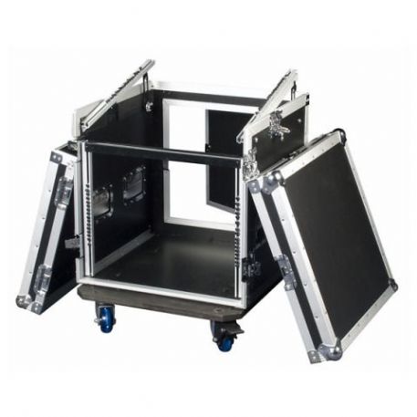 Flightcase Fly Case Baule 535 x 595 x 596 mm RCA-DD8TOP 2 Coperchi Combi Case 8+10 Unità Rack 19” DAP Audio D7368B