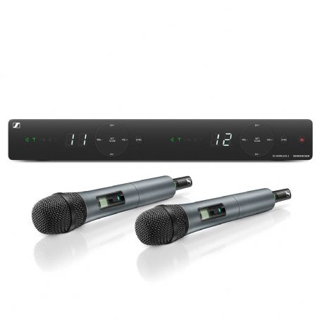 SISTEMA RADIO WIRELESS 2 CANALI DOPPIO RADIOMICROFONO CON CAPSULA e825 SENNHEISER XSW 1 825 DUAL VOCAL SET A 548-572MHz