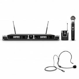 Sistema microfonico wireless con bodypack, cuffie e microfono dinamico palmare LD Systems U505 HBH 2