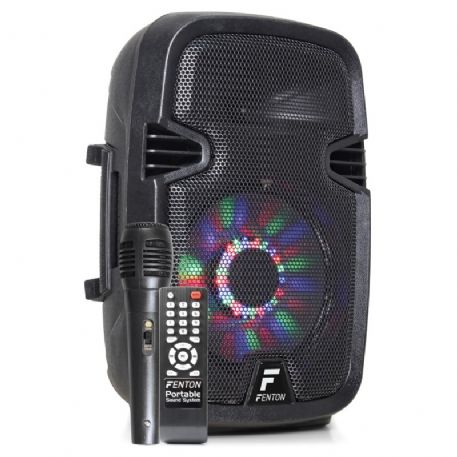 CASSA ATTIVA PORTATILE FENTON FT8LED A BATTERIA 8'' 300W 1 MICROFONO E TELECOMANDO INCLUSI