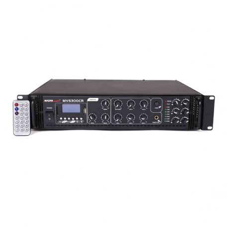Amplificatore mixer per PA con lettore MP3 e radio FM 180 Watt Uscite 70V/100V - 4/16 Ohm MV 6300 CR BLUETOOTH Master Audio