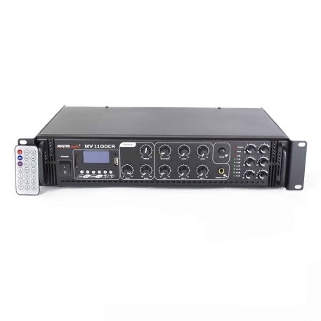Amplificatore mixer per PA con lettore MP3, radio e BLUETOOTH FM 60 Watt Uscite 70V/100V - 4/16 Ohm MV 1100 CR BLUETOOTH Master Audio