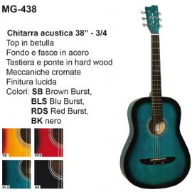 CHITARRA ACUSTICA DAM MG438/SB 38'' MECCANICHE CROMATE Col. Marrone Sunburst