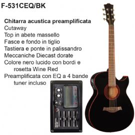 CHITARRA ACUSTICA PREAMPLIFICATA DAM F-531CEQ/BK CUTAWAY 41'' Col. Nero Satinato