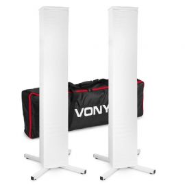 2 pcs Supporto Regolabile H180cm Vonyx DJP165 DJ Plinth Include 2 tele in lycra (bianco e nero) e Borsa di Trasporto
