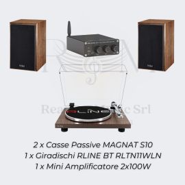 Kit Hi-Fi Pronto all’Uso: Giradischi BT, Casse Magnat e Mini Amp 2x100W