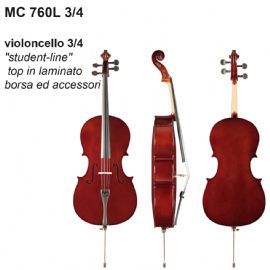 VIOLONCELLO DAM MC760L34 3/4 STUDENT LINE, TOP IN LAMINATO, BORSA E ACCESSORI