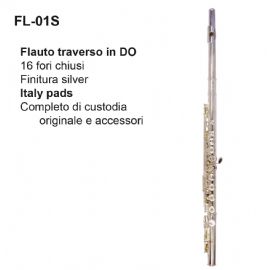 FLAUTO DAM FL01S IN DO FINITURA SILVER CON CUSTODIA IN ABS