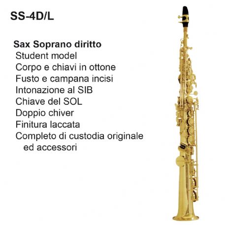 SAX SOPRANO DIRITTO SIB DAM SS4DL FINITURA LACCATA, PADS MADE IN ITALY E CUSTODIA IN ABS