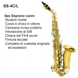 SAX SOPRANO CURVO SIB DAM SS4CL FINITURA LACCATA, PADS MADE IN ITALY E CUSTODIA IN ABS