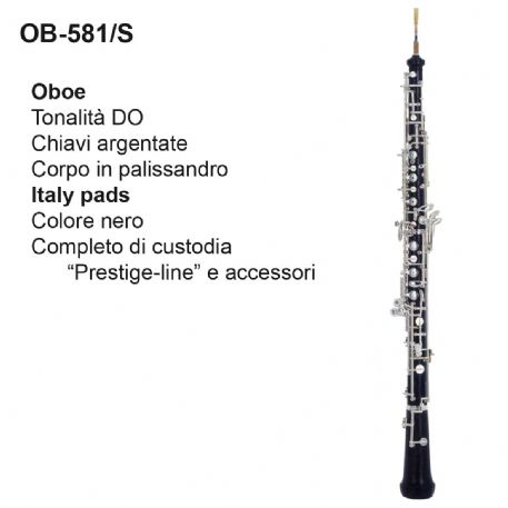 OBOE DAM OB581/S IN DO CHIAVI ARGENTATE CORPO PALISSANDRO E CUSTODIA IN LEGNO