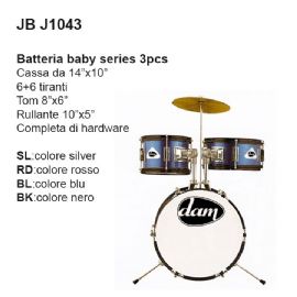 SET BATTERIA ACUSTICA BABY 3PZ DAM JBJ1043BL CASSA 14'' 4 TIRANTI Col. Blu