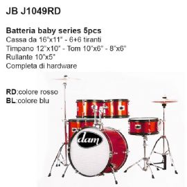 SET BATTERIA ACUSTICA BABY 5PZ DAM JBJ1049ARD CASSA 16'' 6 TIRANTI Col. Rosso