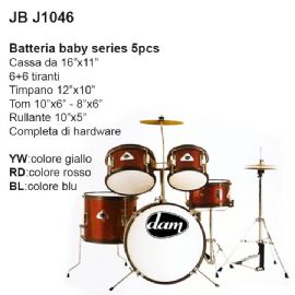 SET BATTERIA ACUSTICA BABY 5PZ DAM JBJ1046RD CASSA 16'' 4 TIRANTI Col. Rosso