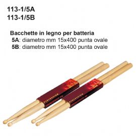 BACCHETTE IN LEGNO PER BATTERIA 5A, PUNTA OVALE DAM 11315A