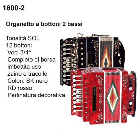 ORGANETTO 2 BASSI DAM 16002BK, 12 BOTTONI, SOL CON BORSA E TRACOLLE, Col. Nero