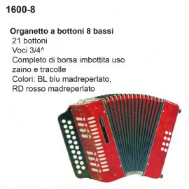 ORGANETTO 8 BASSI DAM 16008BL, 21 BOTTONI, VOCI 3/4 CON BORSA E TRACOLLE, Col. Nero