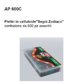 PLETTRI DAM AP600C IN CELLULOIDE ''SEGNI ZODIAALI'' Conf. 600 pz ASSORTITI, SCATOLA ABS